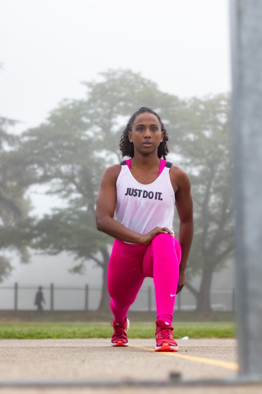 Portrait sportive Justine - Tenue rose 2